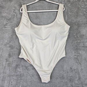 J Crew Swimsuit Womens 20 Cream Scoop Neck One Piece Built In Bra Plus Size